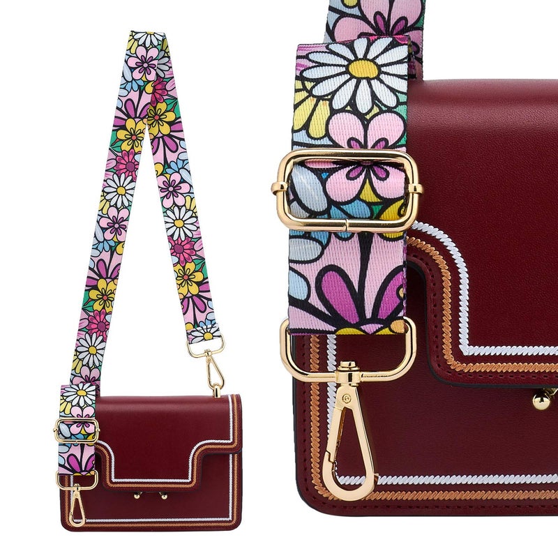 ZOOEASS Wide Shoulder Strap Adjustable Replacement Belt Guitar Style Crossbody Bag Handbag Strap Multicolor Canvas Straps(Wide:1.4in) (Flower5) - Image 4